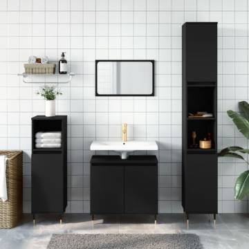 3 Piece Black Bathroom Furniture Set - Durable & Stylish