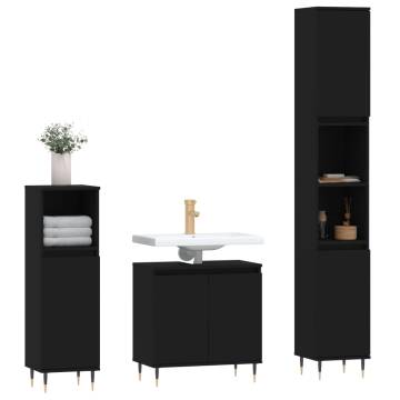 3 Piece Black Bathroom Furniture Set - Durable & Stylish