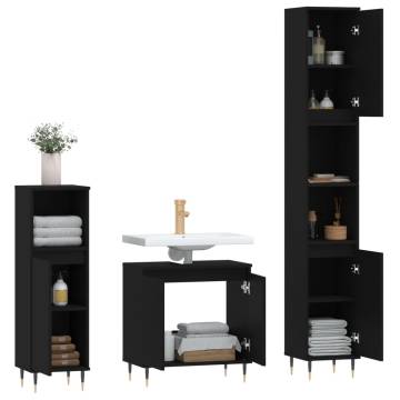 3 Piece Black Bathroom Furniture Set - Durable & Stylish