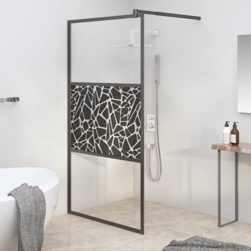 Modern Walk-in Shower Wall 100x195cm ESG Glass - Black Design