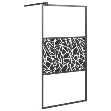 Modern Walk-in Shower Wall 100x195cm ESG Glass - Black Design