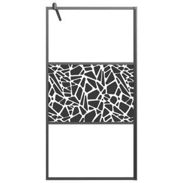 Modern Walk-in Shower Wall 100x195cm ESG Glass - Black Design