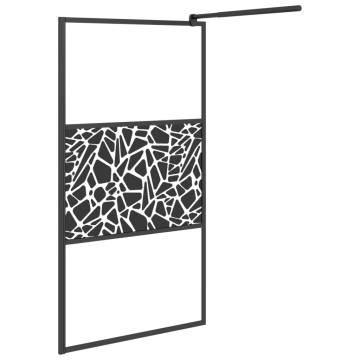 Modern Walk-in Shower Wall 100x195cm ESG Glass - Black Design