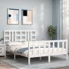 Bed Frame with Headboard White King Size Solid Wood Colour white Size 150 x 200 cm 