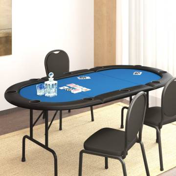 10-Player Folding Poker Table - Blue, 206x106 cm