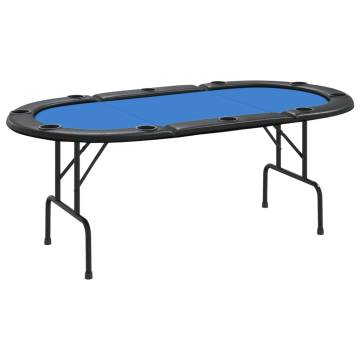 10-Player Folding Poker Table - Blue, 206x106 cm