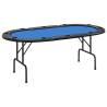 10-Player Folding Poker Table - Blue, 206x106 cm