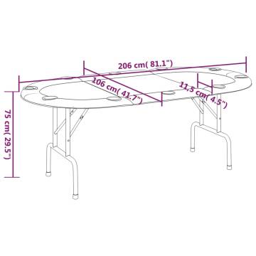 10-Player Folding Poker Table - Blue, 206x106 cm