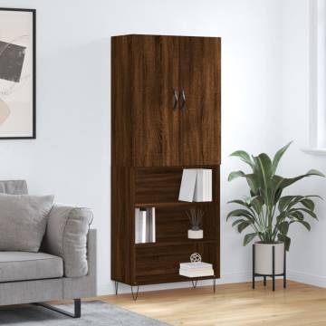 Stylish Highboard Brown Oak - 69.5x34x180 cm | HipoMarket