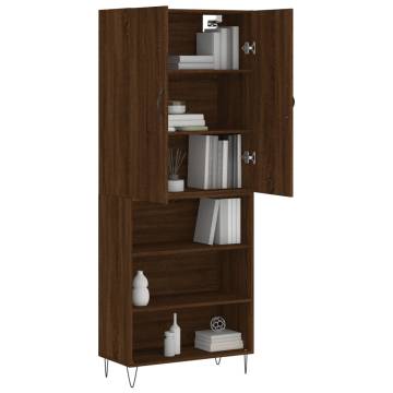 Stylish Highboard Brown Oak - 69.5x34x180 cm | HipoMarket