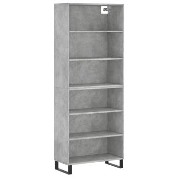 Stylish Highboard Concrete Grey - 69.5x32.5x180 cm