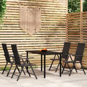 5 Piece Black Garden Dining Set - Stylish Outdoor Furniture