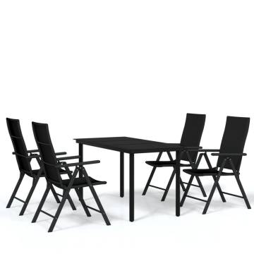 5 Piece Black Garden Dining Set - Stylish Outdoor Furniture