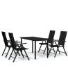 5 Piece Black Garden Dining Set - Stylish Outdoor Furniture