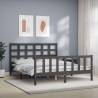 Grey King Size Bed Frame with Headboard - Solid Wood Design