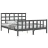 Grey King Size Bed Frame with Headboard - Solid Wood Design