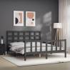 Grey King Size Bed Frame with Headboard - Solid Wood Design