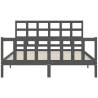 Grey King Size Bed Frame with Headboard - Solid Wood Design