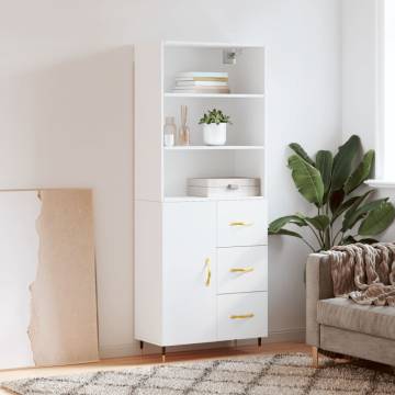 Stylish Highboard White 69.5x34x180 cm - Engineered Wood