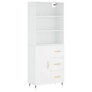 Stylish Highboard White 69.5x34x180 cm - Engineered Wood