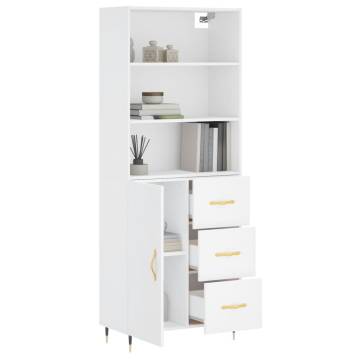 Stylish Highboard White 69.5x34x180 cm - Engineered Wood