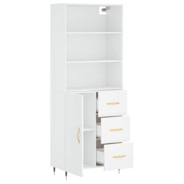 Stylish Highboard White 69.5x34x180 cm - Engineered Wood