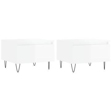 Stylish High Gloss White Coffee Tables - 2 pcs Set