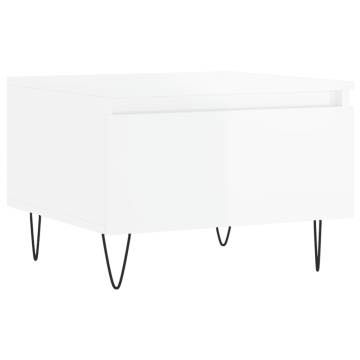 Stylish High Gloss White Coffee Tables - 2 pcs Set