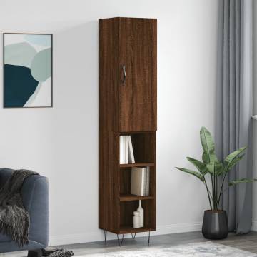 Stylish Highboard in Brown Oak - 34.5x34x180 cm | Hipomarket