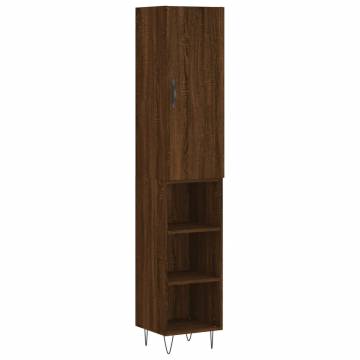 Stylish Highboard in Brown Oak - 34.5x34x180 cm | Hipomarket