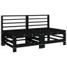 Middle Sofas with Cushions - 2 pcs Black Solid Wood Pine