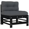 Middle Sofas with Cushions - 2 pcs Black Solid Wood Pine