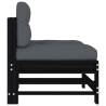 Middle Sofas with Cushions - 2 pcs Black Solid Wood Pine