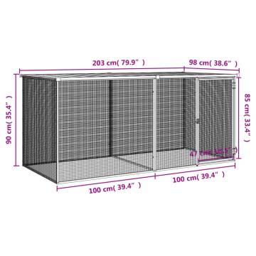 Durable Chicken Cage with Roof - Anthracite 203x98 cm