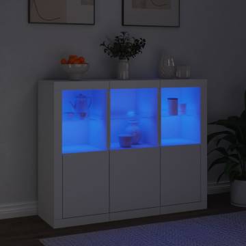 Modern White Sideboards with LED Lights - 3 pcs | HipoMarket