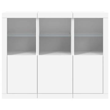 Modern White Sideboards with LED Lights - 3 pcs | HipoMarket