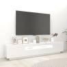 High Gloss White TV Cabinet with LED Lights - 200x35x40 cm