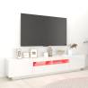 High Gloss White TV Cabinet with LED Lights - 200x35x40 cm