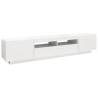 High Gloss White TV Cabinet with LED Lights - 200x35x40 cm