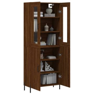 Elegant Brown Oak Highboard - 69.5x34x180 cm | Hipomarket