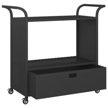 Stylish Black Bar Cart with Drawer - 100x45x97 cm | HipoMarket