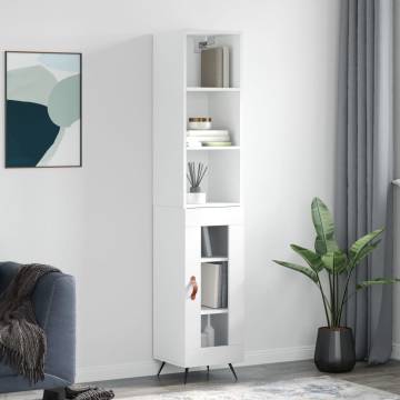 Stylish Highboard High Gloss White - 34.5x34x180 cm | Hipomarket