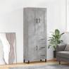 Highboard Concrete Grey 69.5x34x180 cm Engineered Wood Colour concrete grey Quantity in Package 1 Model 1 door 3 drawers 