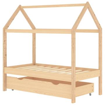 Kids Bed Frame with Drawer - Solid Pine Wood 70x140 cm