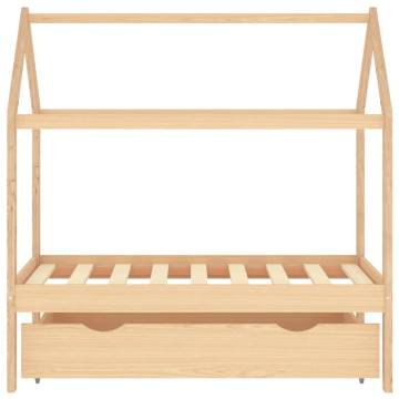 Kids Bed Frame with Drawer - Solid Pine Wood 70x140 cm