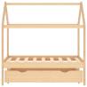 Kids Bed Frame with Drawer - Solid Pine Wood 70x140 cm