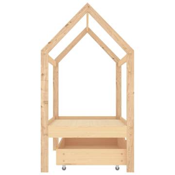 Kids Bed Frame with Drawer - Solid Pine Wood 70x140 cm