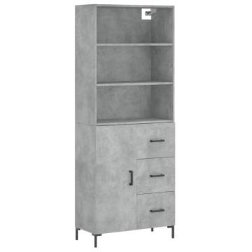 Stylish Highboard Concrete Grey - 69.5x34x180 cm