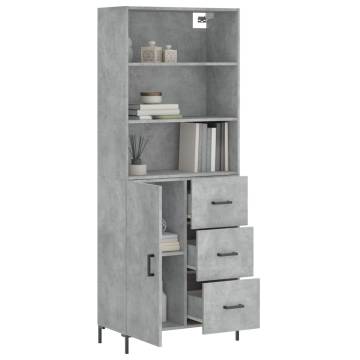 Stylish Highboard Concrete Grey - 69.5x34x180 cm