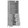 Stylish Highboard Concrete Grey - 69.5x34x180 cm